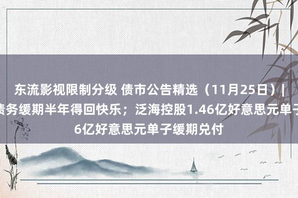 东流影视限制分级 债市公告精选（11月25日）| *ST鹏博债务缓期半年得回快乐；泛海控股1.46亿好意思元单子缓期兑付