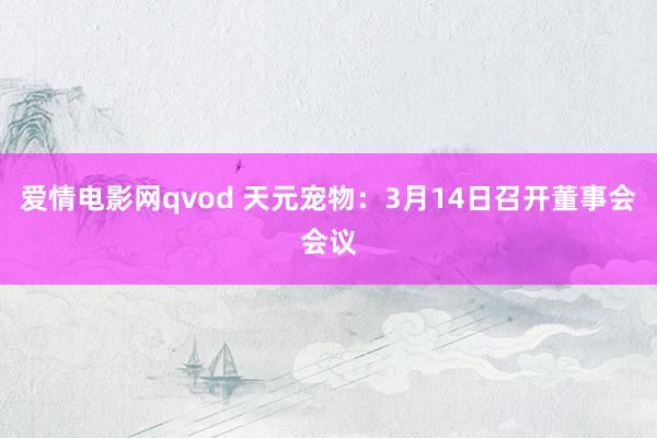 爱情电影网qvod 天元宠物：3月14日召开董事会会议
