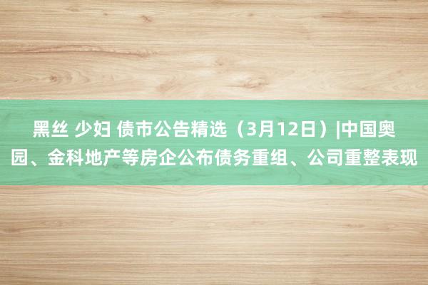 黑丝 少妇 债市公告精选（3月12日）|中国奥园、金科地产等房企公布债务重组、公司重整表现