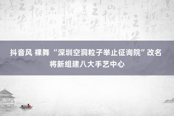抖音风 裸舞 “深圳空洞粒子举止征询院”改名 将新组建八大手艺中心